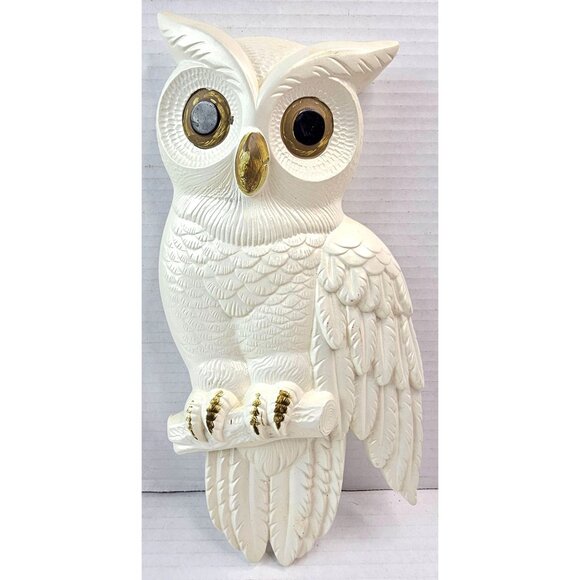 Vintage Chalkware White Owl Wall Plaques Hand-Painted Retro Mid Century Decor - Picture 6 of 12